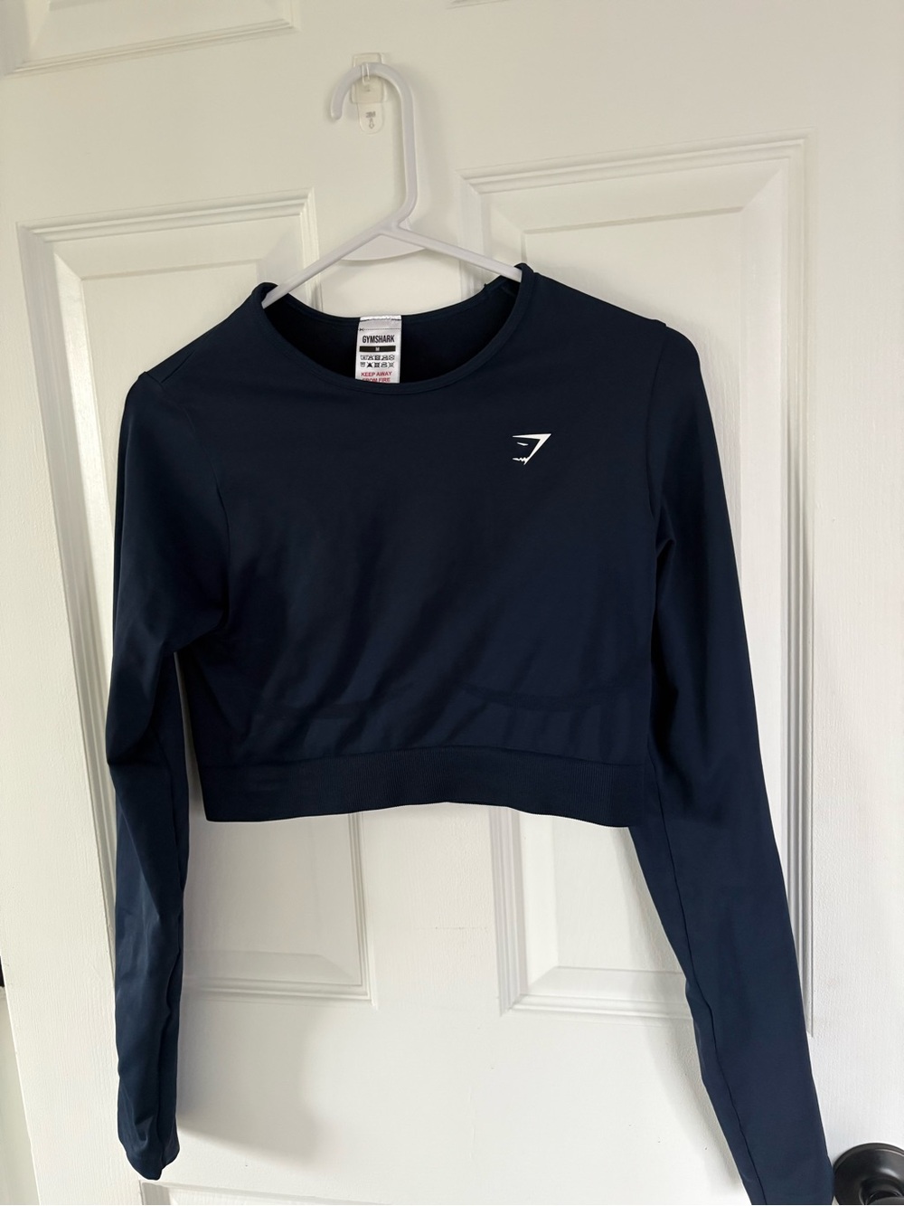 Gymshark Navy Cropped Long-Sleeve Performance Top